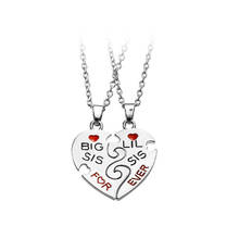 2020 Christmas Gifts Fashion Friends BIG SIS LITTLE SIS Good Sisters Broken Heart Love Stitching Necklace Good Friends Gifts 2024 - buy cheap