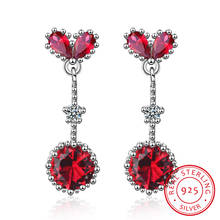 LEKANI 925 sterling silver earrings with ruby sapphir heart shape gemstones Dangle Drop Earrings Wedding Party Wholesale Gift 2024 - buy cheap