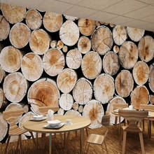 Papel tapiz fotográfico 3D estéreo creativo de madera, murales de anillos anuales, restaurante, cafetería, fondo, pegatina de pared, póster autoadhesivo 3D 2024 - compra barato