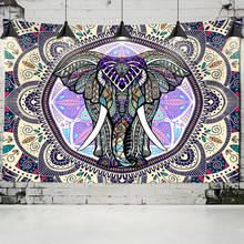 Tapiz de elefante con Mandala para colgar en la pared, tela de fondo con estampado psicodélico abstracto, bohemio, indio, decoración del hogar 2024 - compra barato