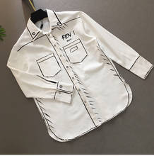 2020 на осень с принтом «граффити»; Белая рубашка Famale с длинным рукавом новый тренд уличной однобортное пальто Модные топы женские вечерние блузка 2024 - купить недорого