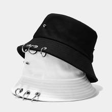 Jungkook Harajuku Hip Hop Solid Color Bucket Hat Spiked Rivets Metal Rings Outdoor Wide Brim Sunscreen Fisherman Cap 2024 - buy cheap