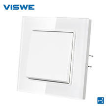VISWE EU 1gang 2way button wall Switch socket ,250V 16A Wall Outlet For Household Power Supply Crystal Tempered Glass panel F610 2024 - buy cheap