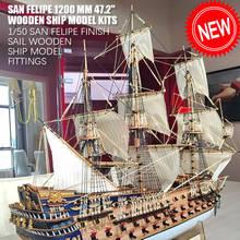 Hobby Scale 1/50  Luxury classic sail boat San Felipe warship 1200 mm 47.2" Wooden Ship Model Kits with Sail Xmas gifts 2024 - buy cheap