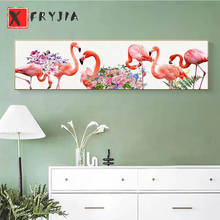 Pintura de flamingo em tamanhos grandes, flores, 5d, faça você mesmo, completo, quadrado, redondo, diamante, bordado, mosaico, decoração em ponto cruz 2024 - compre barato