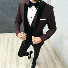 Burgundy Men Suits Men For Wedding Suit Man Peaked Lapel Bridegroom Custom Made Formal Groom Tuxedo Blazer Best Man Dress 2024 - buy cheap