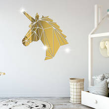 Pegatina de espejo para pared, pegatina acrílica geométrica de caballo 3D, superficie de espejo, pegatinas de pared para habitación de niños, sala de estar, decoración del hogar 2024 - compra barato