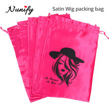 Nunify-bolsa para embalar cabelo, cor rosa, preta, pacotes de cetim, bolsa para embalagem, peruca, extensão de cabelo, personalizado, cetim, armazenamento 2024 - compre barato