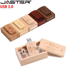 Jaster pendrive de madeira + caixa, usb 3.0, 4gb, 8gb, 16gb, 32gb, de bordo, logotipo, impressão 2024 - compre barato