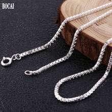 BOCAI real S925 pure silver jewelry personalized men box chain clavicle chain stylish Thai silver man necklace 2024 - buy cheap