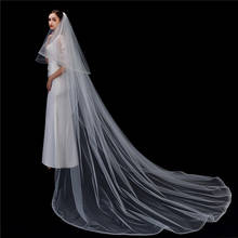 Véu de casamento blush véu 2021 novo simples borda lápis de duas camadas véus de noiva voile mariage acessórios de casamento 2024 - compre barato
