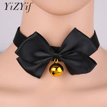 Bow Tie Neck Choker Collar Necklace with Bell Adjustable Soft Ribbon Bow Bell Sexy Bow Knot Small Bell Collar Choker Role play 2024 - buy cheap