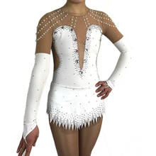 LIUHUO-vestido de patinaje artístico para mujer y niña, leotardo de baile de competición, gimnasia rítmica, rendimiento de hielo, traje artístico blanco 2024 - compra barato