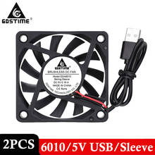 2 PCS LOT Gdstime DC 5V USB 6cm 60mm x 10mm 6010 Cooler Motor Brushless Cooling Fan 2024 - buy cheap