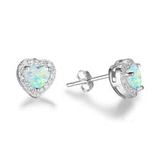 Clássico coração forma azul brincos jóias festa de casamento orelha studs para mulher 2024 - compre barato
