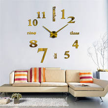 Relógio de quartzo espelhado com adesivos u3, relógio de parede acrílico grande para decoração moderna de casa e sala de estar, natureza morta, para europa 3d 2024 - compre barato