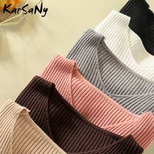 KarSaNy Knitted Winter Jumper Women V-neck Sweaters Pullovers Fashion Women's Knitted V Neck Sweater Women Pink 2019 Vintage Top 2024 - buy cheap