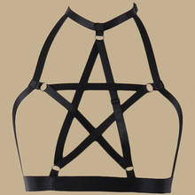 JLX.HARNESS Pentagram Body Harness Bondage Sexy Lingerie Open Chest Bra Black Harness Belt Goth Crop Top Body Cage Bra 2024 - buy cheap