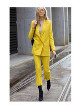 Trajes formales elegantes para mujer, traje de negocios a la moda para mujer, traje, Blazer con pantalones, color amarillo, hecho a medida 2024 - compra barato