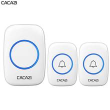 Беспроводной дверной звонок CACAZI, водонепроницаемый, с батарейным питанием постоянного тока, диапазон 300 м, Умный домашний дверной звонок, 60 звонков, 5 громкости, 0-110 дБ 2024 - купить недорого