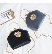 Female Velvet Pearl Handbag Vintage Velour Heart Design Evening Bag Wedding Party Bride Clutch Velour Bag Purse 2024 - buy cheap