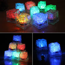 Cubo de gelo luminoso colorido decoração de vidro de vinho led bloco fluorescente piscando sensor de luz cubo de gelo barra de luz festa ponto quente 2024 - compre barato