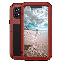 Чехол LOVE MEI, совместимый с iPhone 12 Pro Max, алюминиевый, металлический, Gorilla Glass, противоударный, военный, сверхпрочный, прочный Чехол 2024 - купить недорого