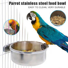 Copo de galinheiro de aço inoxidável, alimentador de alimentos para animais de estimação, macaw, tigela de água para gaiola de pássaros s55 2024 - compre barato