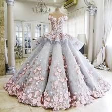 Charmoso vestido de princesa para baile de 15 anos, com apliques florais 3d, roupa de concurso 2024 - compre barato