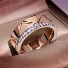RongXing-anillos de doble Color de circón blanco para mujer, sortija de compromiso de piedra de CZ blanca, oro rosa, regalo de boda 2024 - compra barato