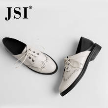 JSI Women Shoes Round Toe Lace-Up Shallow Oxfords Genuine Leather Ladies Flats Spring Autumn Solid Fashion Women Shoes jo349 2024 - buy cheap