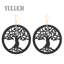 YULUCH New arrival tree of life pendant earrings for women hollow wood jewelry girl art simple round earrings Wooden earring 2024 - buy cheap
