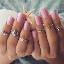 6 Pcs/Set Ladies Vintage Rings Silver Color Turtle Moon Stars Shell Dolphin Joint Ring Set Bohemian Glamour Jewelry Midi Ring 2024 - buy cheap