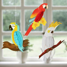 3pcs Vivid Honeycomb Parrots Hanging Paper Party Decoration For Hawaiian Beach Pool Luau Tropical Summer Kids Birthday Supplies 2024 - buy cheap