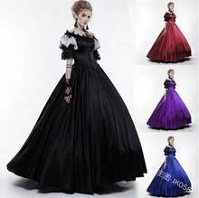 Medieval vintage palace victorian long dress lace high waist slim puff sleeve lolita dress kawaii girl gothic lolita op loli cos 2024 - buy cheap