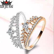 Rose Gold /Platinum Cubic Zirconia Crown Rings For Women Fashion Crystal Ring Female Party Wedding Engagement Bridal Jewelry 2024 - buy cheap
