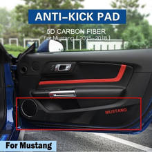 Adesivo de proteção de fibra de carbono para porta de carro, 2 tamanhos, ford mustang 2015 a 2018, acessórios antichute 2024 - compre barato