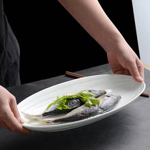 Plato de pescado de hotel de comida occidental, plato largo ovalado de oliva, sushi japonés sashimi, plato de cena coreano, plato de pescado, plato de cerámica 2024 - compra barato