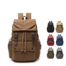 Retro Canvas Unisex Solid Color Hiking Backpack Leisure Bag Outdoor Travel Backpack 2024 - buy cheap