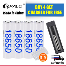 PALO 18650 литий-ионный прочный 3200mAh перезаряжаемые литиевые батареи 3,7 V батарея для светодиодный фонарик-купить 4 получить зарядное устройство бесплатно 2024 - купить недорого