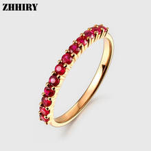 ZHHIRY 18K Rose Gold Ruby Ring For Women Girl Lady Natural Colour Gemstone Round 2.5mm Simple Style Fine Jewelry 2024 - buy cheap