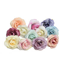 10 peças cabeça de rosa simulação de casamento flor falso flores pano de seda faça você mesmo decoração de fundo janela floral 2024 - compre barato