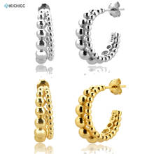 Kikichicc 925 Sterling Silver 19mm Beads Double Circle Hoop 2020 Rock Punk Fine Jewelry Luxury Round Piercing Pendiente Ohrringe 2024 - buy cheap
