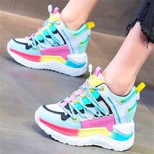 Ankle Boots Women's Cow Leather Fashion Sneakers Platform Wedge High Heels Increasing Height Casual Shoes Round Toe Creepers 2024 - buy cheap