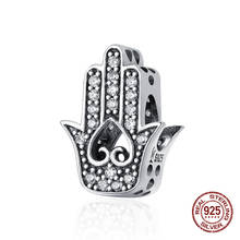 100% 925 sterling silver hand of Fatima charm fit Pandora pendant beads original jewelry women fashion gift DIY silver jewelry 2024 - buy cheap