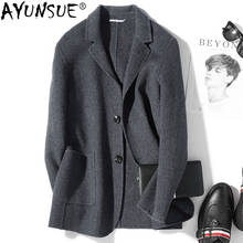 AYUNSUE 2020 New Men's Wool Coat Korean Double-sided Woolen Jacket Overcoat Mens Coats and Jackets Gray D-19-00818-3 KJ3013 2024 - buy cheap