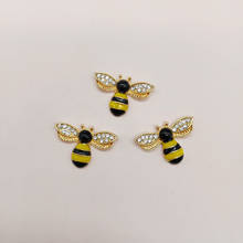 10 PCS 17x25mm Metal Alloy KC Gold Crystal Rhinestone Enamel Bees For Hair Necklace Earring Accessories Handmade Materials 2024 - buy cheap