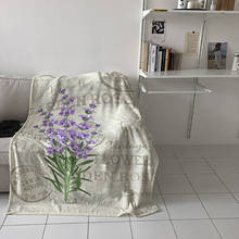 Purple Flowers Lavender Vintage Postcard Throw Blanket Portable Soft Bedspread Microfiber Flannel Blankets for Beds 2024 - buy cheap
