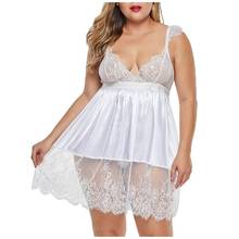 5XL Lady Sexy Deep V Big Size Silk Lace Sleepdress Sling Nighties Charming Nightdress 2024 - buy cheap