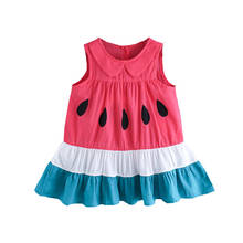 Летнее летнее платье без рукавов для маленьких девочек; Повседневное пляжное платье с принтом арбуза; Одежда 2024 - купить недорого